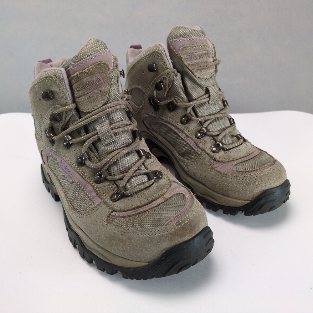 Columbia W/P Logger Ridge Waterproof Hiking Boots Womens 7.5 Gray Purple